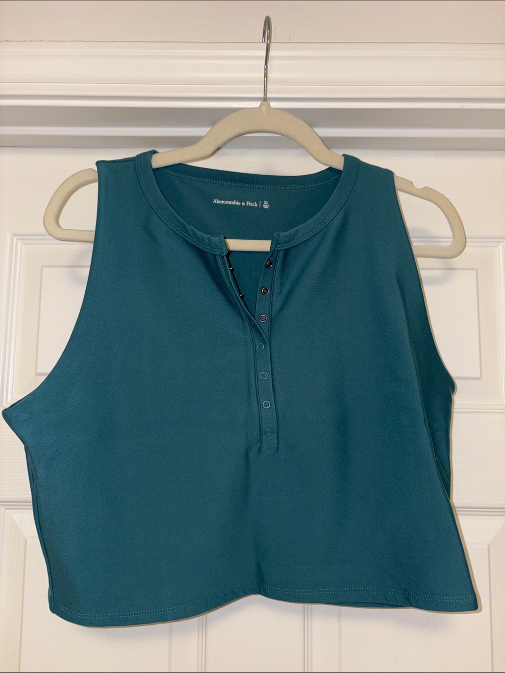 Abercrombie & Fitch Teal Button-Front Crop Tank